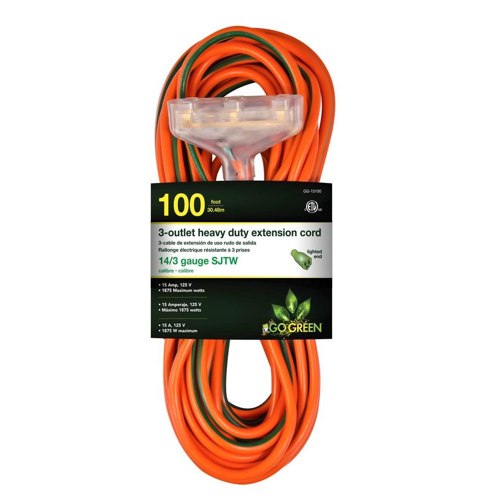 100 FT EXT CORD 12/3 ORANGE